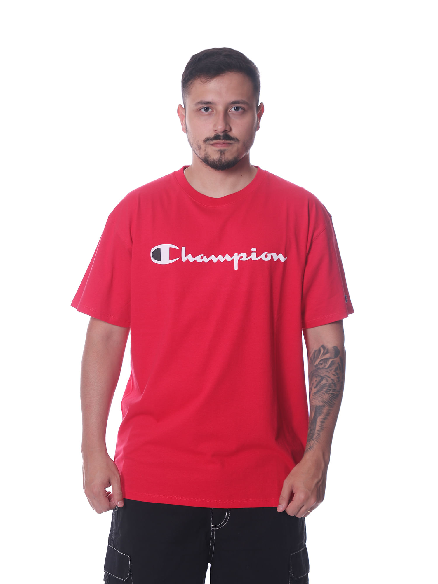 Camiseta-champion-logo-script-ink-Scarlet