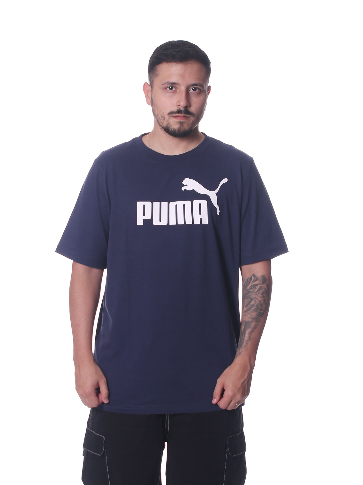 Camiseta-puma-logo-tee-peacoat-Azul-marinho