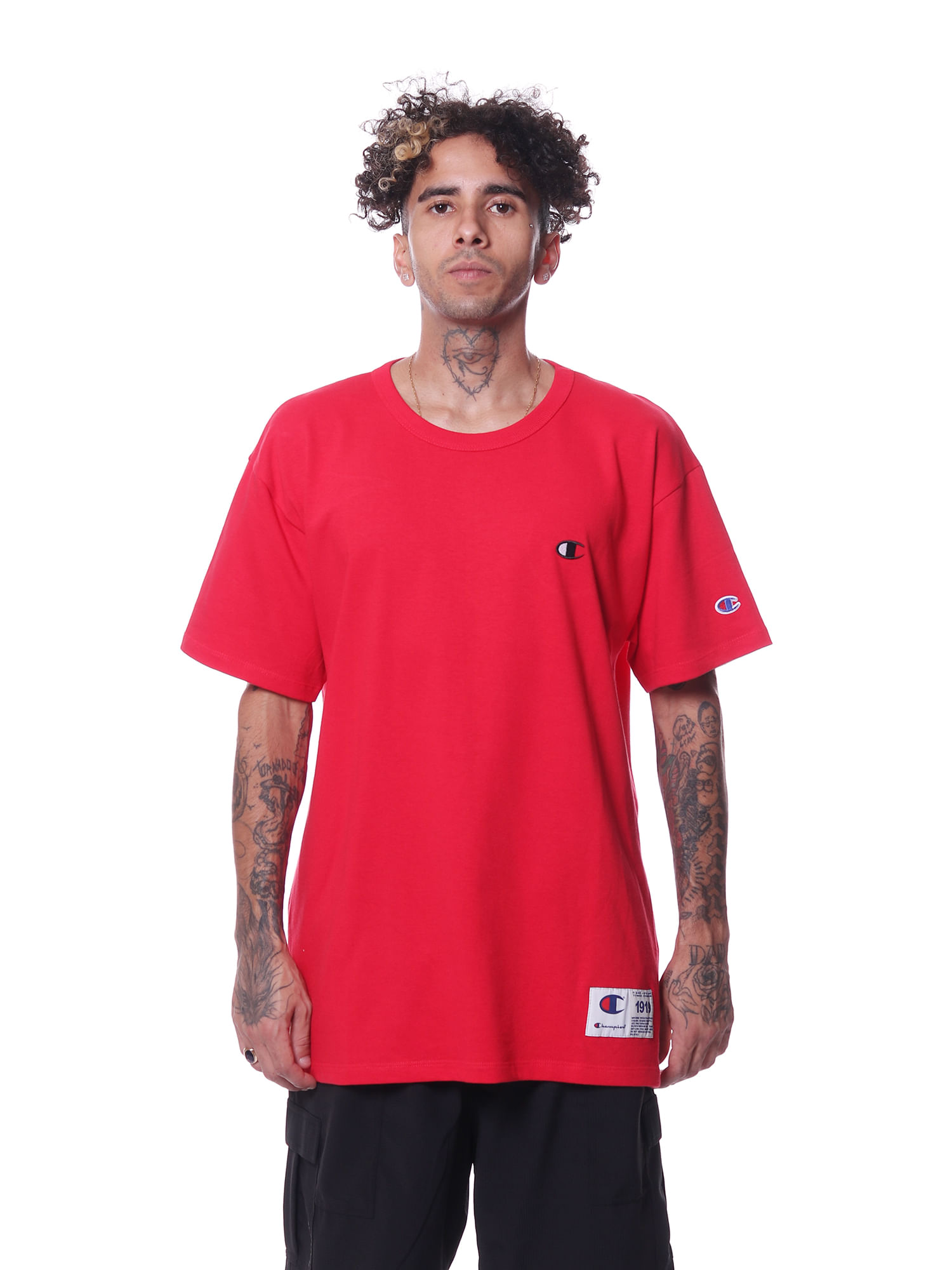 Camiseta-champion-logo-bordado-Vermelho
