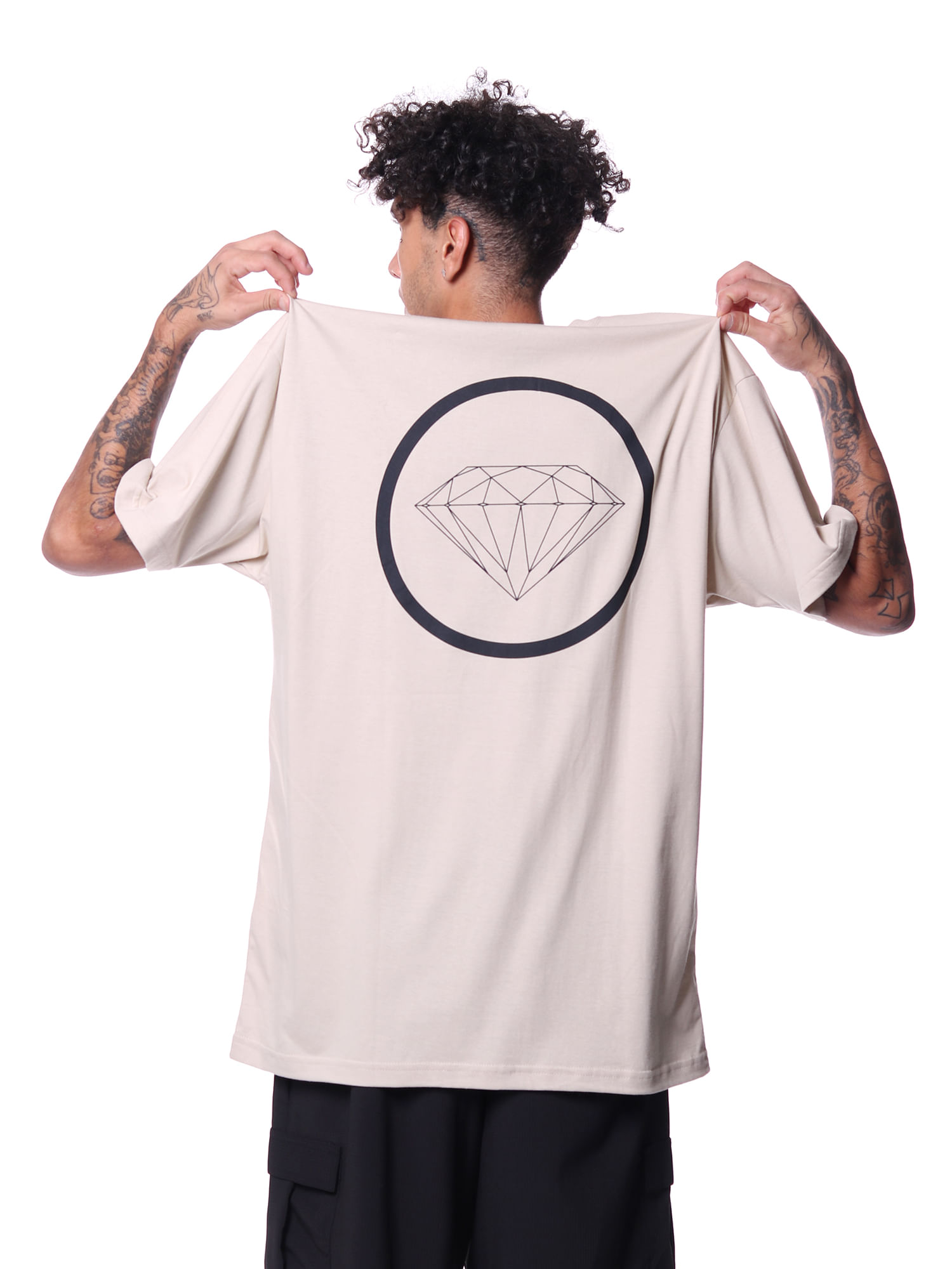 Camiseta-diamond-brilliant-circle-Bege