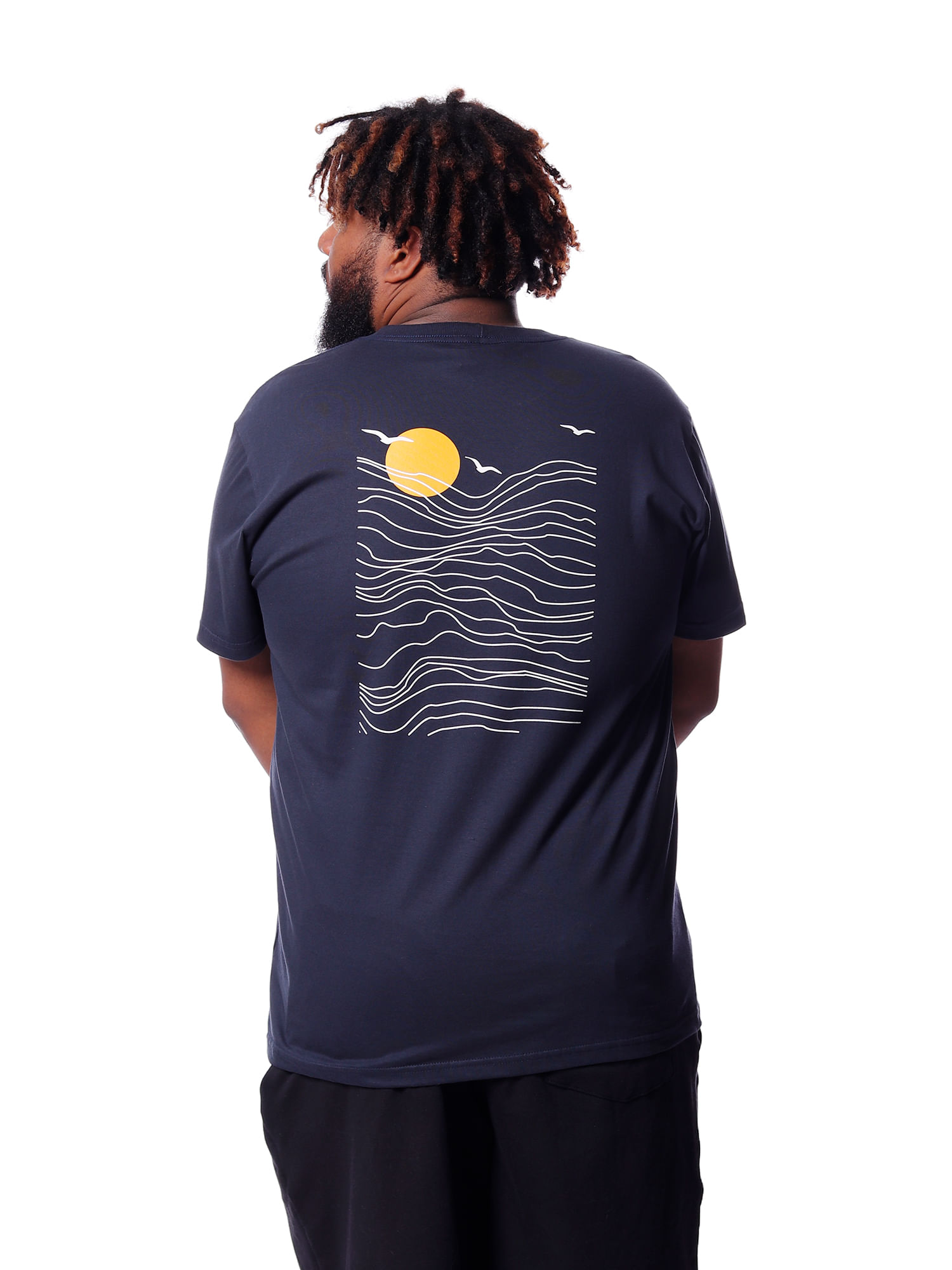 Camiseta-bali-hai-plus-size-paisagem-Azul-marinho