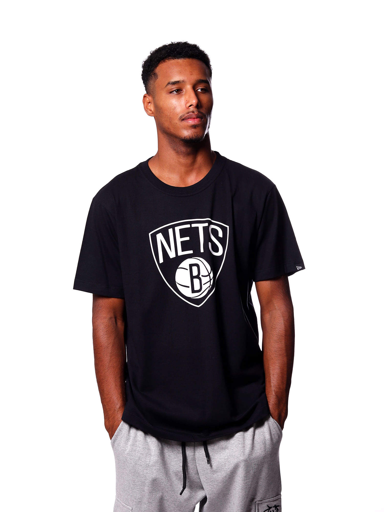 Camiseta-new-era-nba-basic-logo-brooklyn-nets-Preto-P
